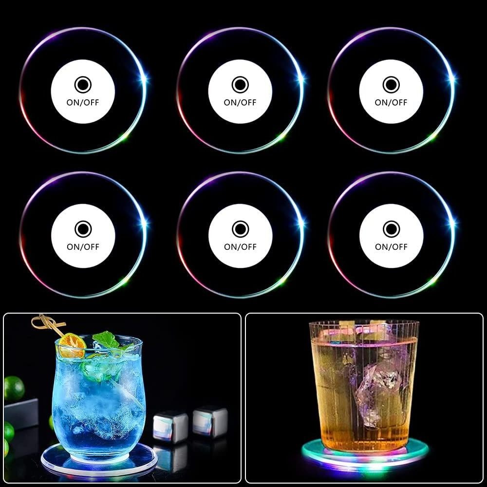 7Colors RGB LED Bottle Lights LED Sticker Coaster Discs Light Up for Drinks  LED Sticker Coaster Discs Light Up for Drinks Flash