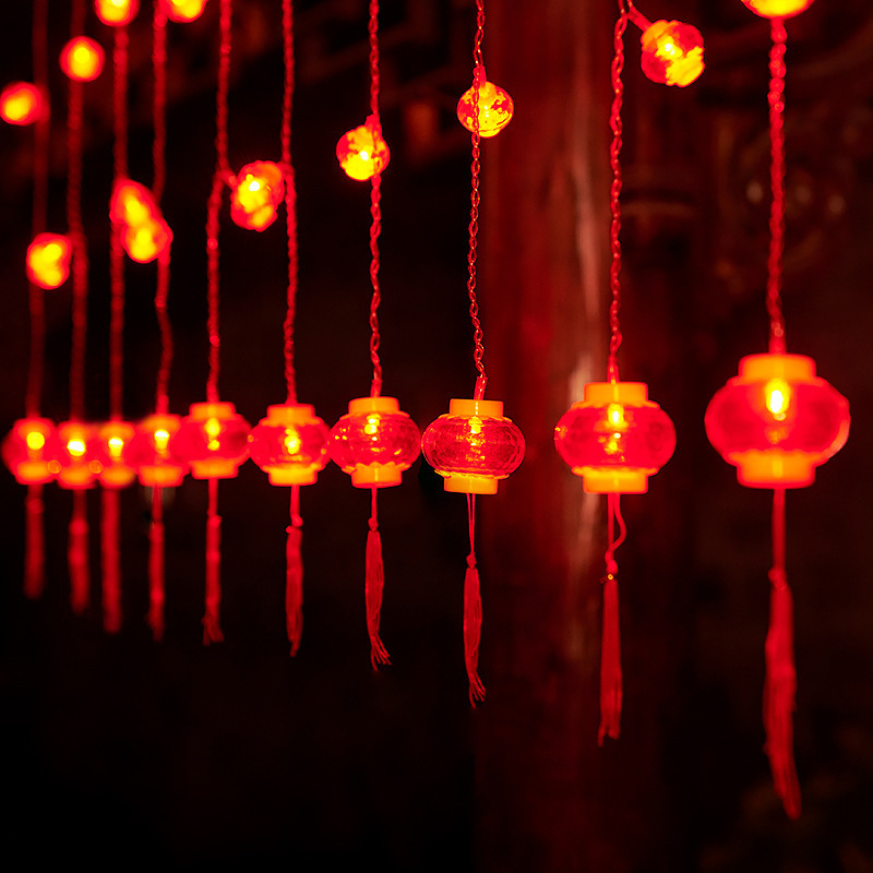 Traditional Chinese Knot Red Lantern LED String Light Battery Operated Hanging New Year Lanterns Red Lantern Fairy String Lights