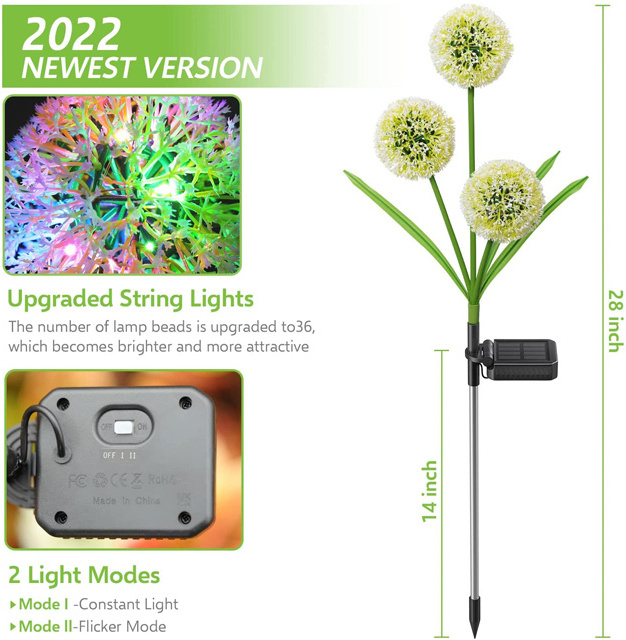 Solar Dandelion Garden Lights with 36 LED Waterproof Solar Lights Outdoor Decorative for Yard Solar Lights Outdoor Garden