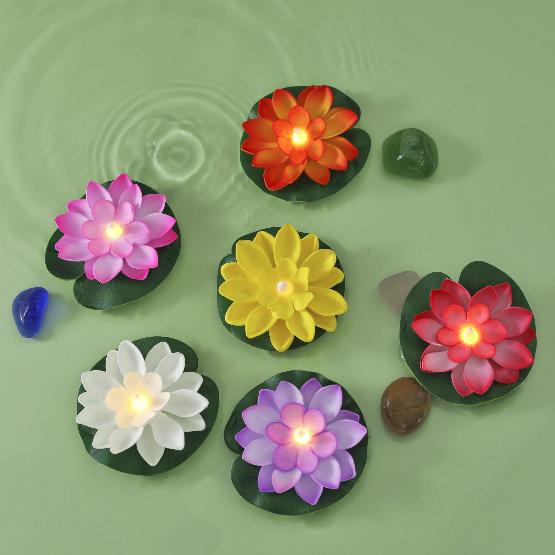 Floating Pool Lights Lotus Flower Lantern LED Lifelike Pool Lights Battery Pool Lantern