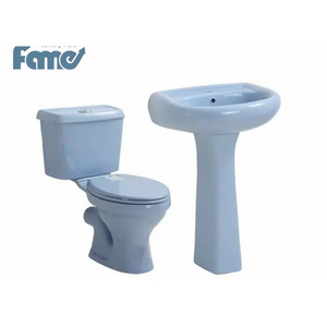 Two-piece washdown blue  toilet bowl