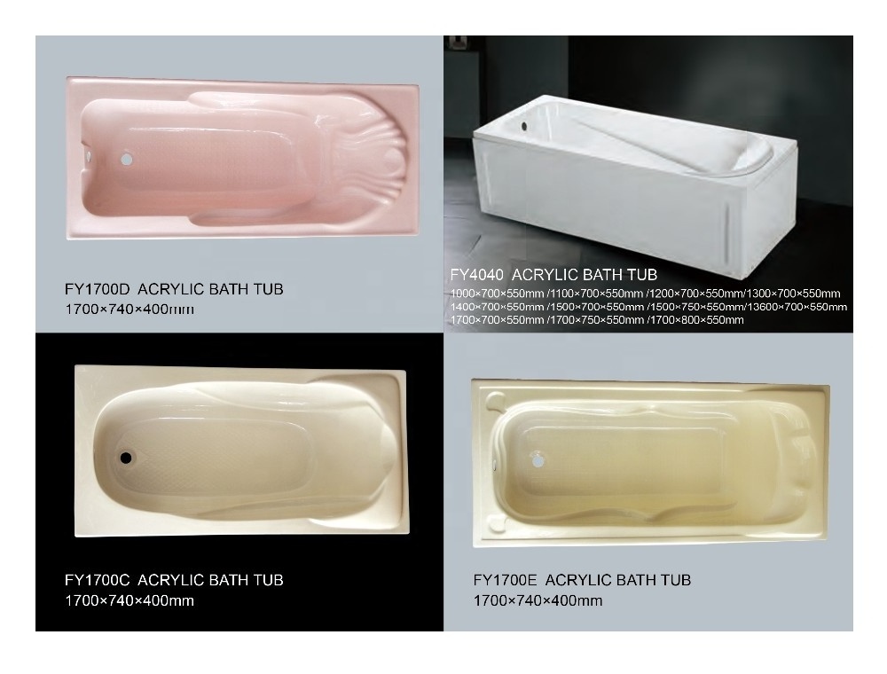 CE Approved  Bath Factory Guangdong Small Built Drop in Acrylic Bathtubs with Seat