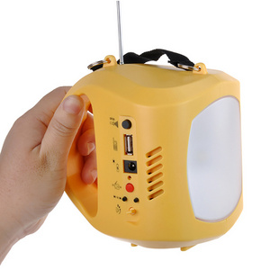 Chinese factory wholesale sky blue packing rechargeable camping LED solar lantern with FM Radio