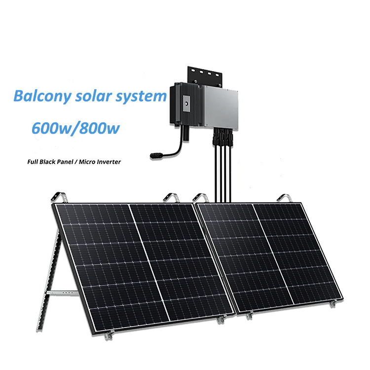 Balcony solar panel kit 600w 800w wifi solar balcony system plug and play solar charging micro inverter for roof outdoor