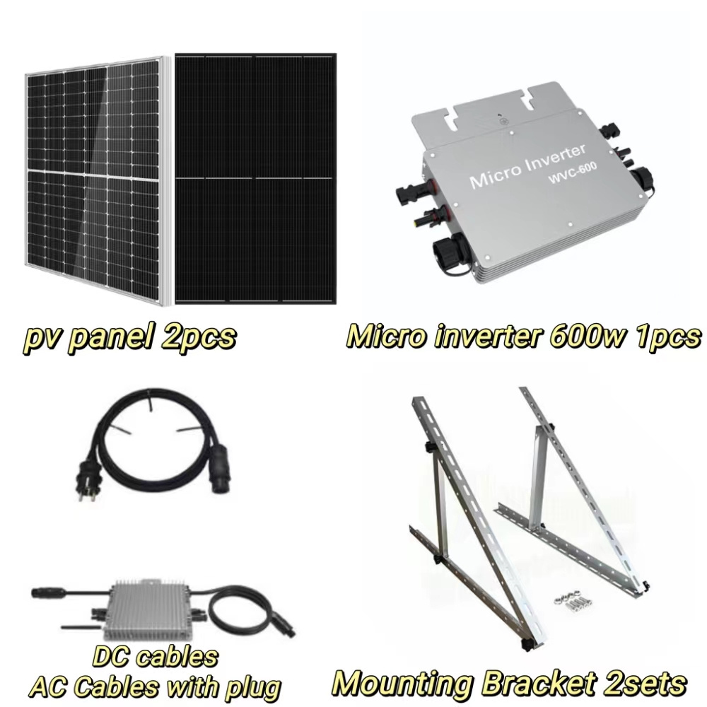 Balcony solar panel kit 600w 800w wifi solar balcony system plug and play solar charging micro inverter for roof outdoor