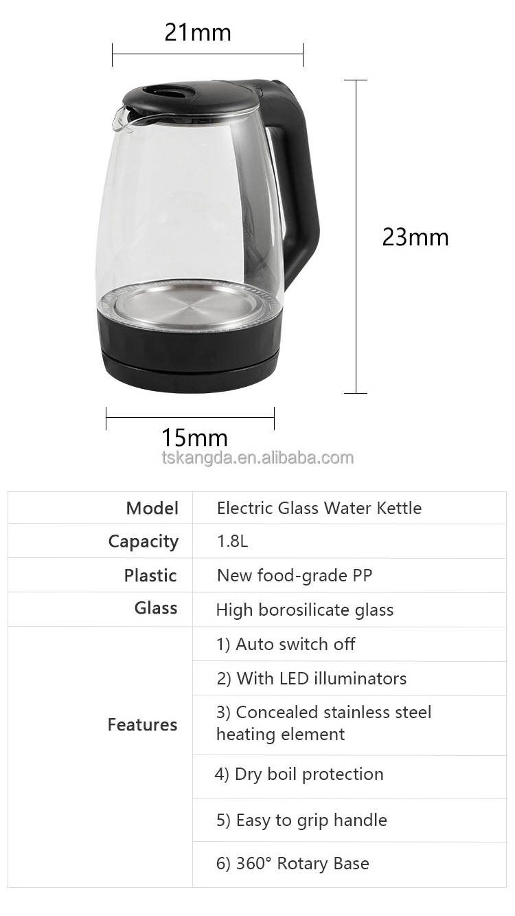 Electric Kettle Teapot 1.7 Liter Fast Water Heater Boiler Auto Shut-Off Portable Water Kettle