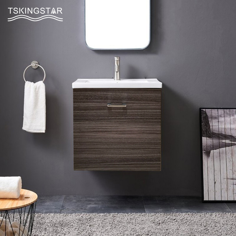 High Quality Modern Simple Wall Mounted Hanging Solid Wood Plywood Bathroom Cabinet Vanity with Wash Basin Light Mirror