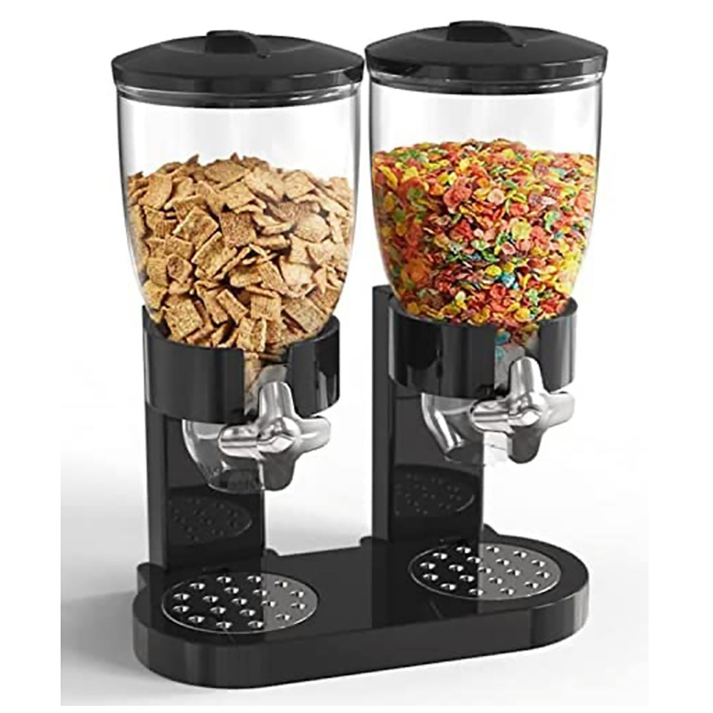 Double Barrel Cereal Dispenser Mixed Grain Cereal Dispenser Kitchen Oat Storage Jar dry food Cereal Dispenser