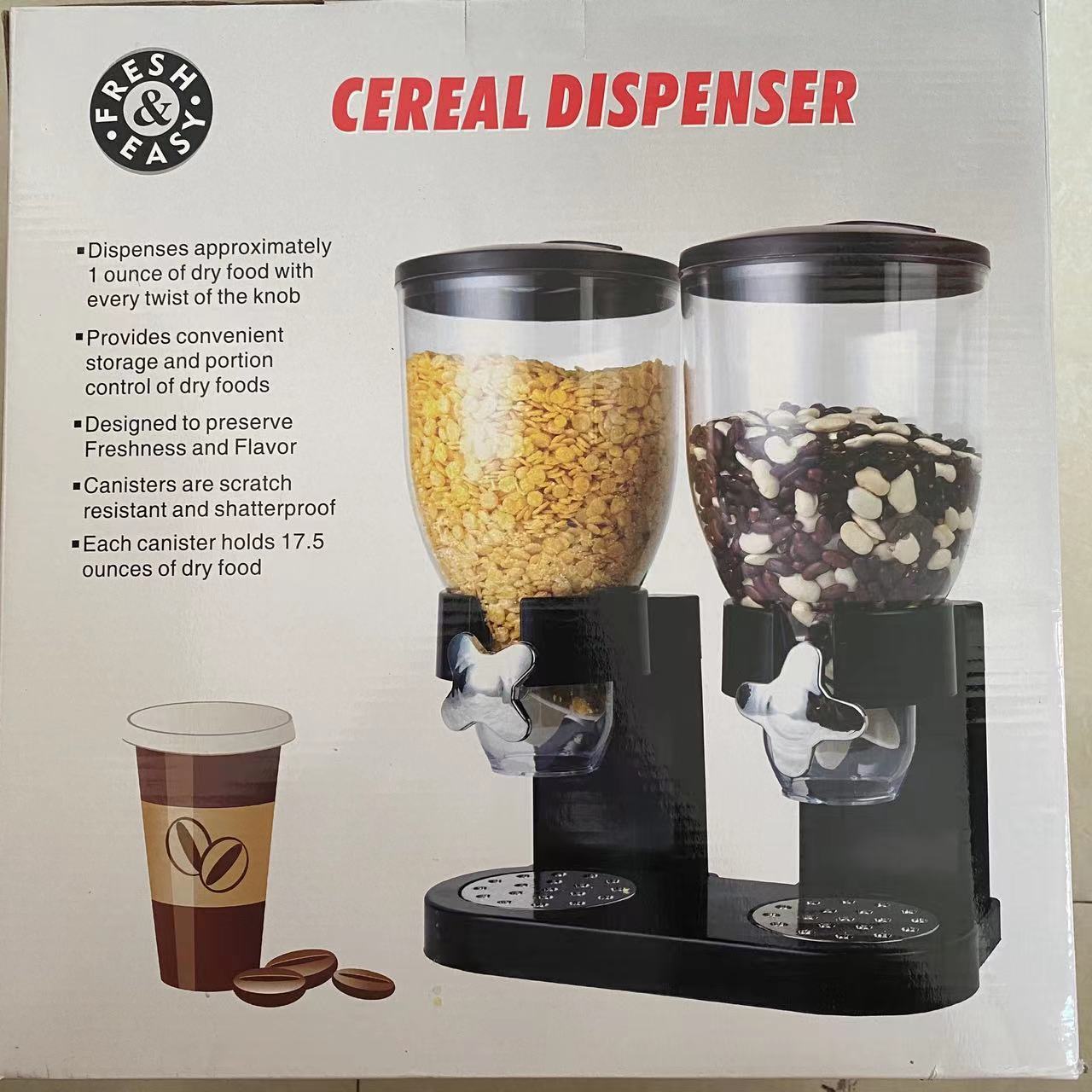 Double Barrel Cereal Dispenser Mixed Grain Cereal Dispenser Kitchen Oat Storage Jar dry food Cereal Dispenser