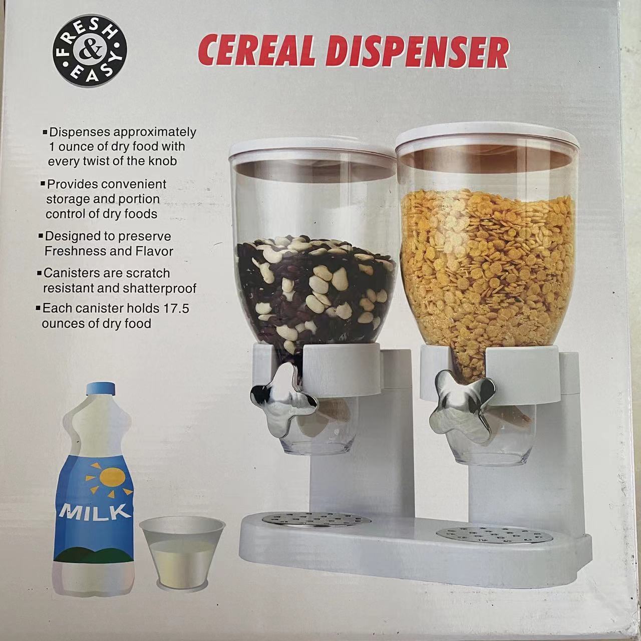 Double Barrel Cereal Dispenser Mixed Grain Cereal Dispenser Kitchen Oat Storage Jar dry food Cereal Dispenser