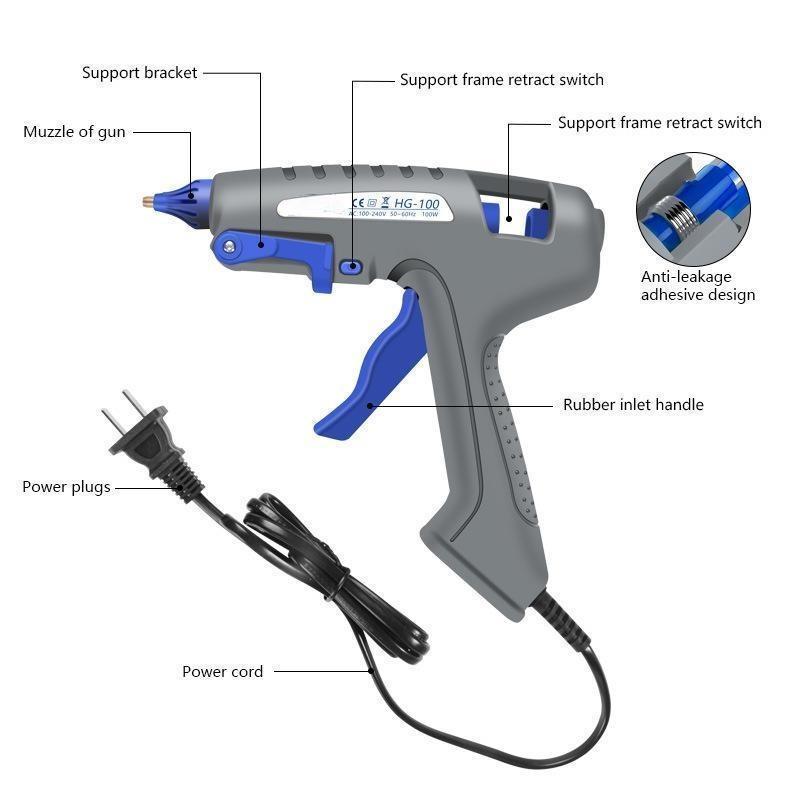 100W rubber gun set DIY manual electric hot melt glue gun