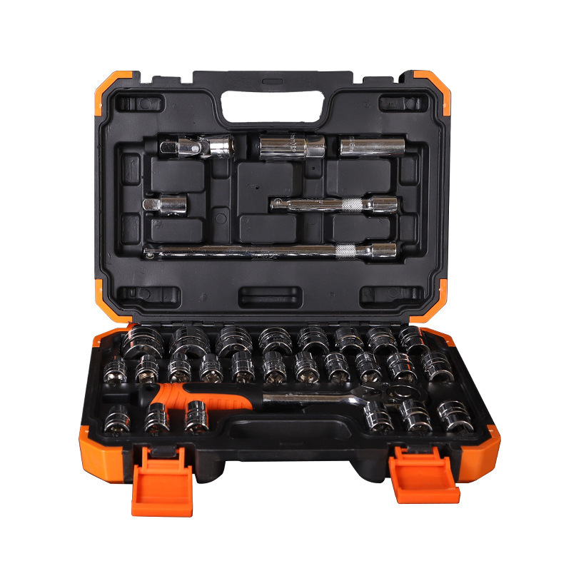 Mirror sleeve 32 pcs 1 / 2 large mechanic ratchet wrench combination hand repair tool kits for Vehicle