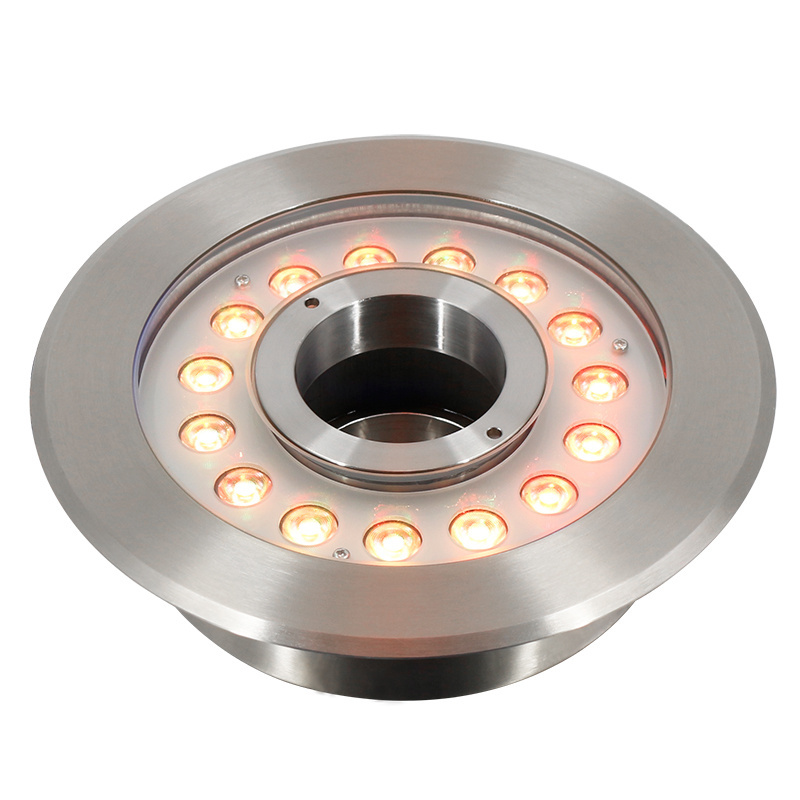 Dmx512 Ring Underwater Led Fountain Light Rgb Outdoor Waterfall DC24V IP68 Rating 15*1W/15*3W 90 80 304 Stainless Steel 24 RISE