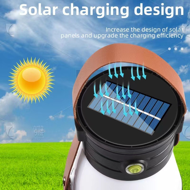 Portable Outdoor Waterproof Solar LED Camping Lantern Rechargeable Hand Emergency Light  Flashlights Hiking Tent Lamp