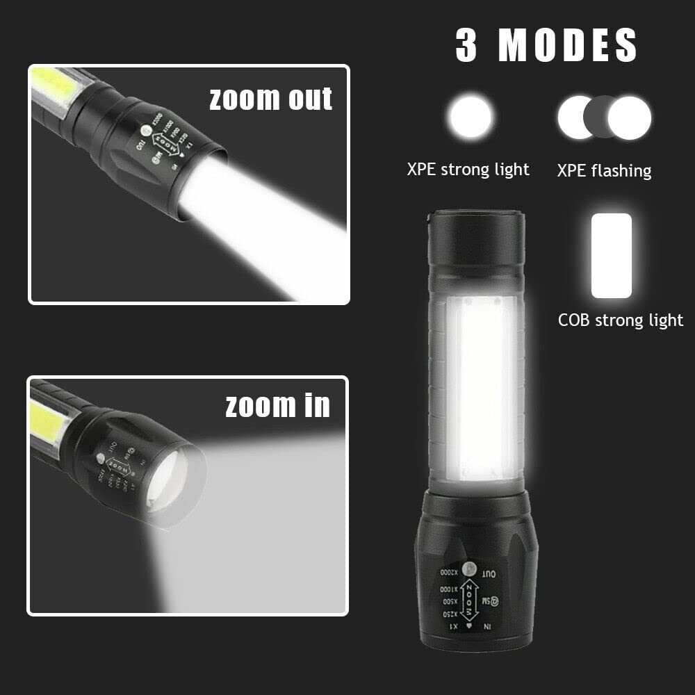 Ultra bright mini led cob flashlight Zoomable portable  usb rechargeable Outdoor Camping tactical flashlight torch long range