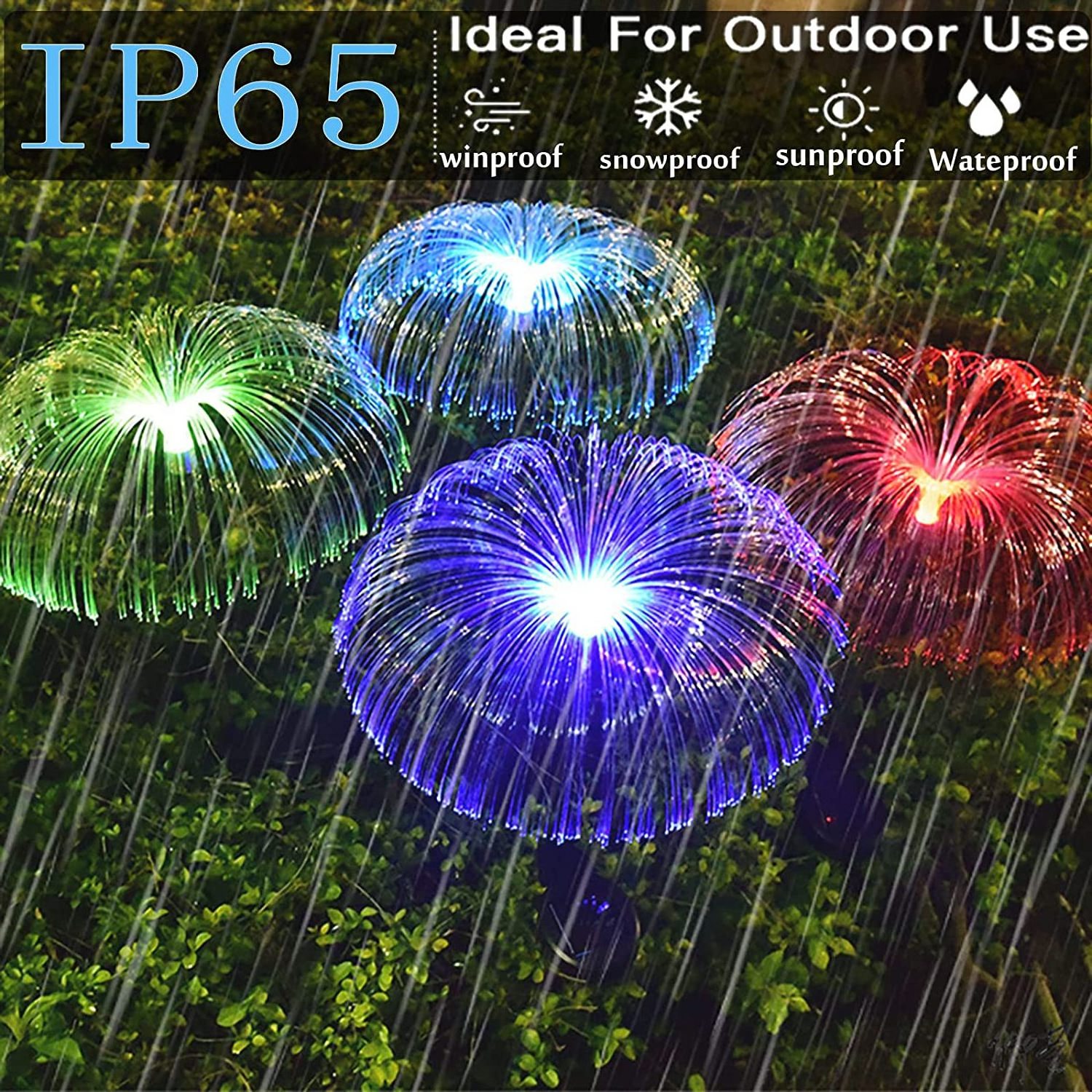 IP65 Waterproof Jellyfish Fiber Optical Lighting Solar Jellyfish Lamp LED Outdoor Garden Lawn Decor Lights Fibreglass Lamp