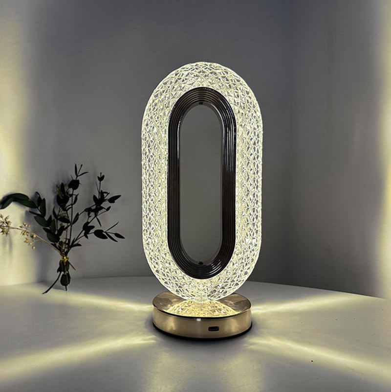 Factory Wholesale New Morden Hotel Rechargeable Usb Touch Crystal Acrylic Home Bedroom Living Room Luxury led Table Lamp