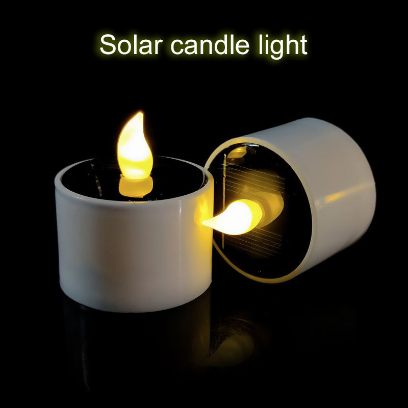 New Round Shape Solar Powered Led Candles Tea Lights Flameless Decorative Christmas Solar Candle Lights