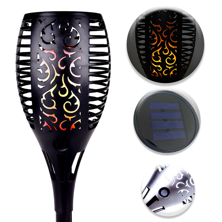 12 33 51 96 Led Solar Flame Flickering Tiki Garden Torch Night Lights For Outdoor Pathway Lights Garden  Landscape Decoration