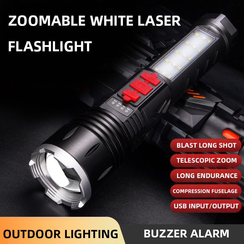 XHP50 Power Display Torch Tactical TYPE-C Side Flood Light 5 Light Modes Camping Aluminum Buzzer Alarm Led Flashlight