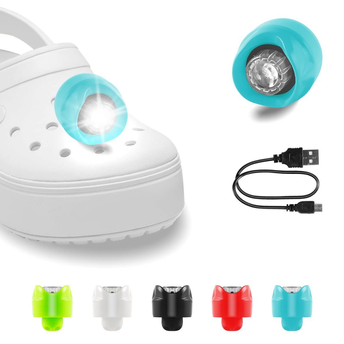 New Design Rechargeable LED head light 1pc/2pcs headlights shoes charms Clogs Shoes Decoration Shoes Lights for crocs