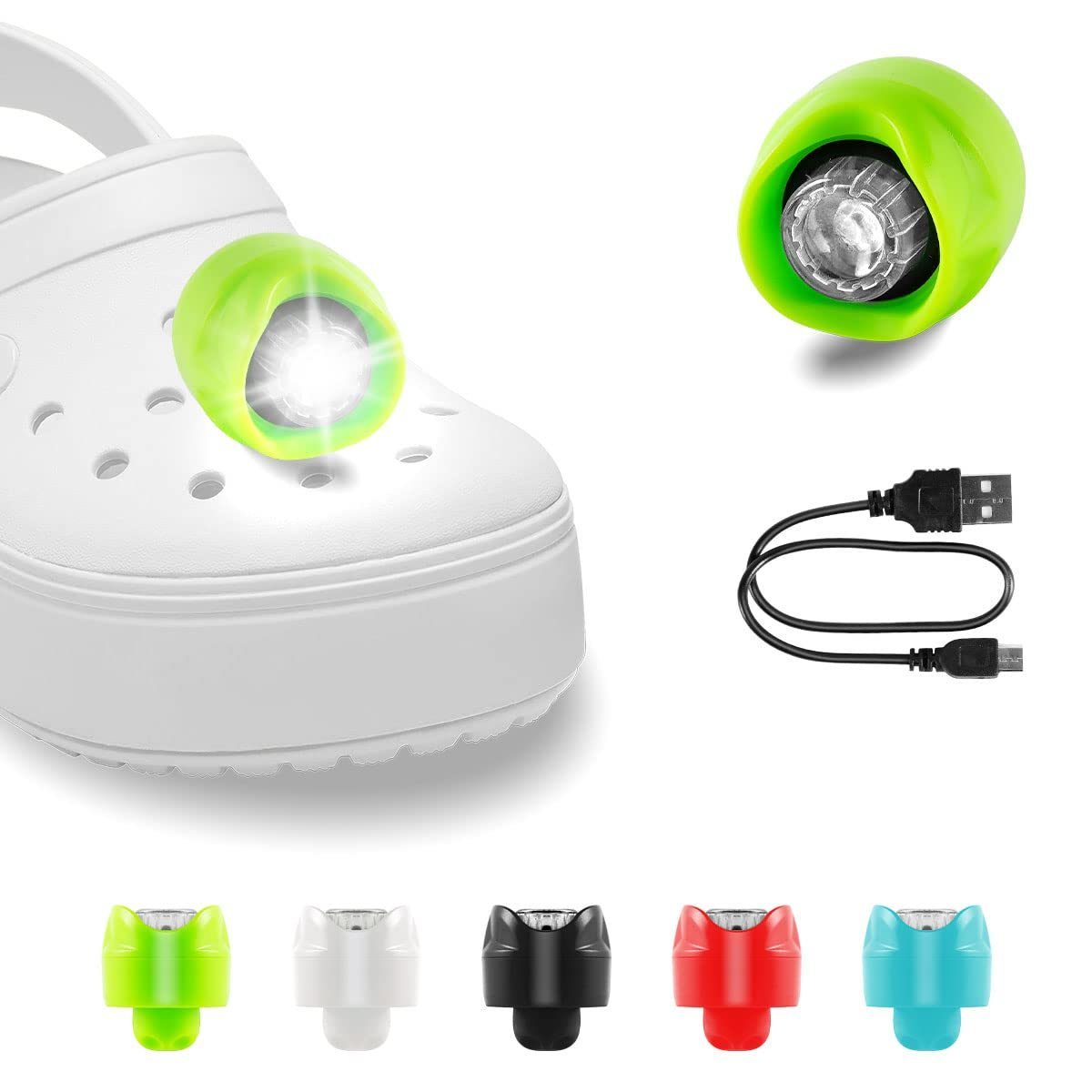 New Design Rechargeable LED head light 1pc/2pcs headlights shoes charms Clogs Shoes Decoration Shoes Lights for crocs