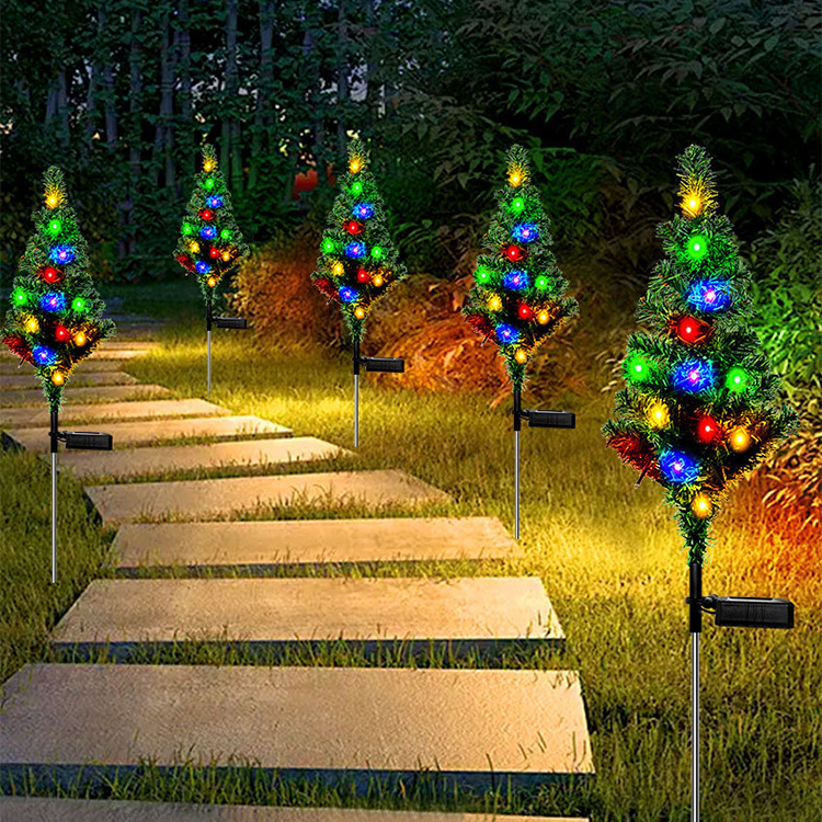 Christmas Tree Ground light Firefly Lawn Landscape Led Decor Pathway Lamp Disc Light Solar Garden Lights for Holiday