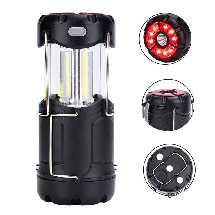 Portable mini folding collapsible telescopic outdoor reto led camping lantern light usb c rechargeable battery powerbank magnet