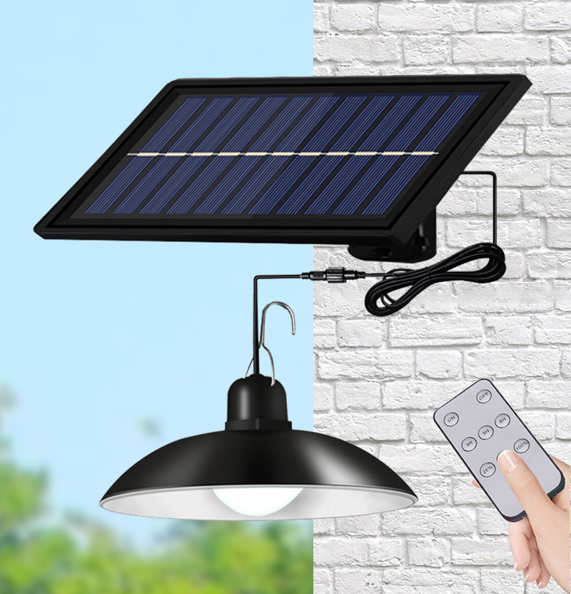 20w Double Head Retro Lamp Remote Control Hanging Solar Pendant Shed Lights Outdoor Warehouse Solar LED Flood Camping Lights