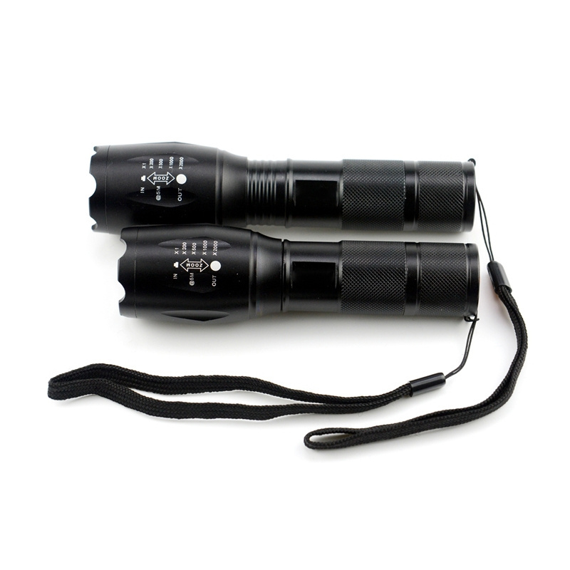 Waterproof Black Rechargeable Flashlight Torch 18650 Super Bright Zoom Powerful Torch Light Tactical led Flashlights 1000 Lumen