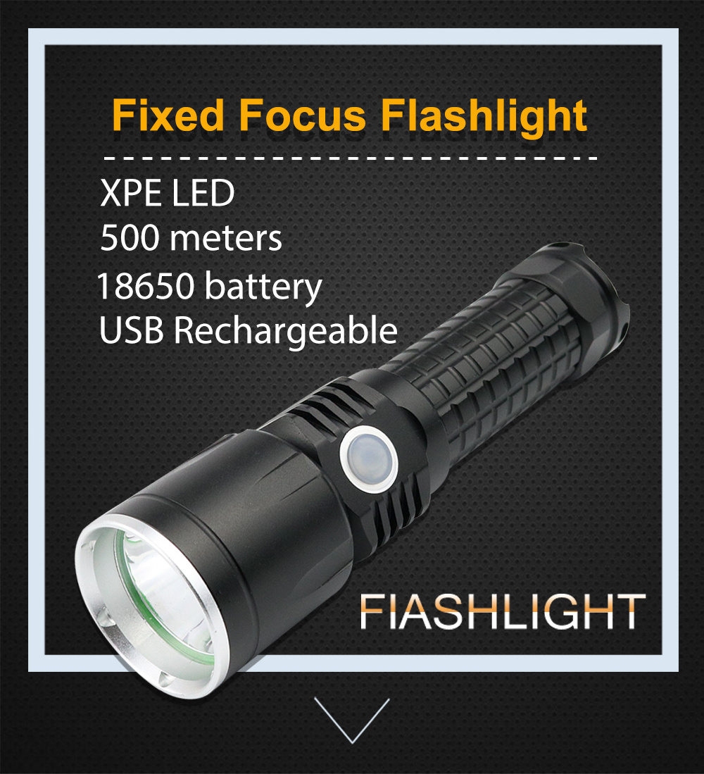 USB charging light flashlight fixed focus focused long range tactical flashlight for hunting