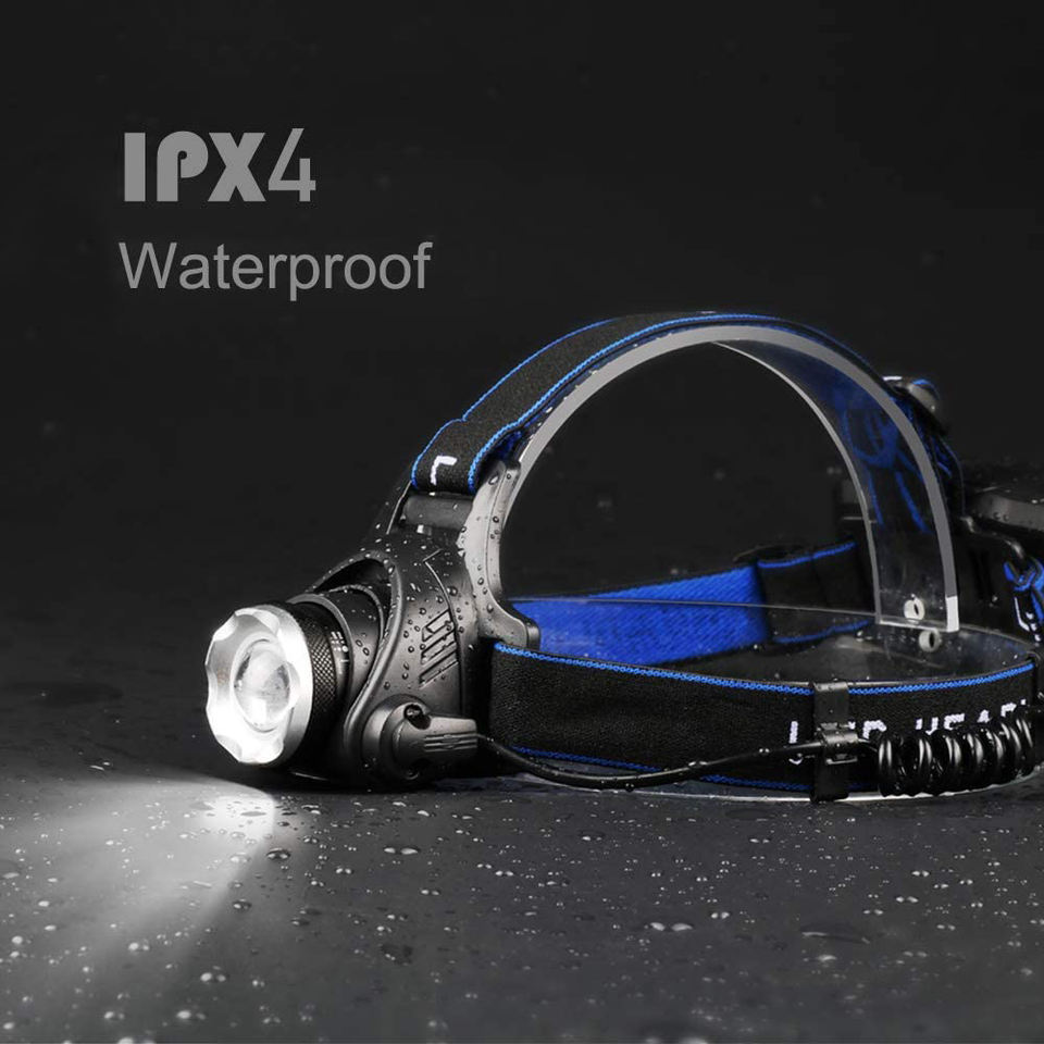 High Power USB Rechargeable Red Light Headlamp Led T6 Head Lights Camping Mining 18650 Lithium Aluminum Head Torch Headlamp