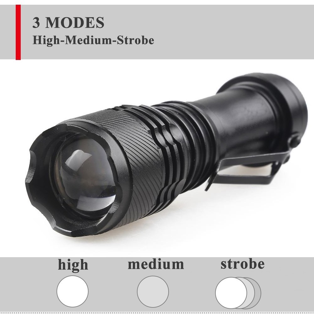 3 W aa battery powered mini zoom  led flashlight u for emergency