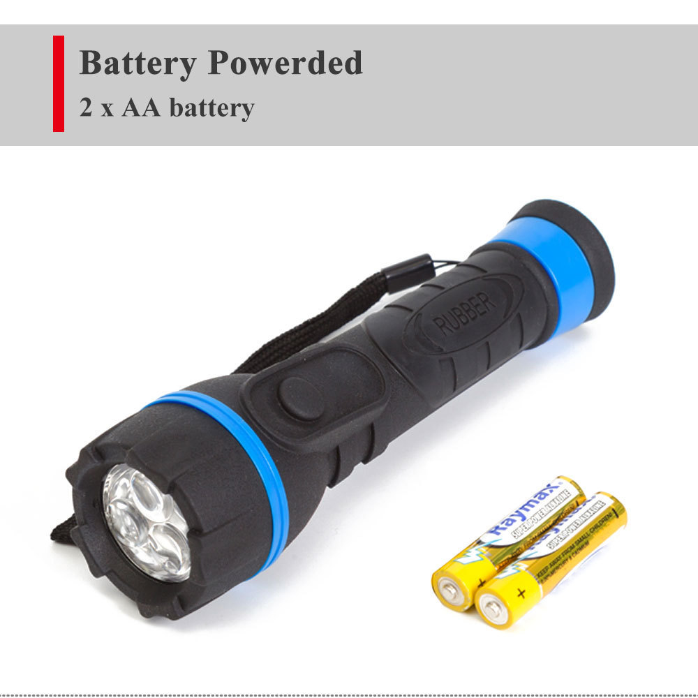 Wholesale AA battery powered rubber ultra bright torch LED plastic flashlight