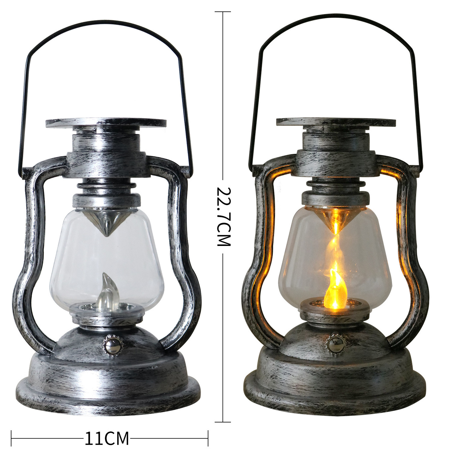 outdoor waterproof solar led retro kerosene lamp landscape garden light Flame Candle camping Lamp lantern