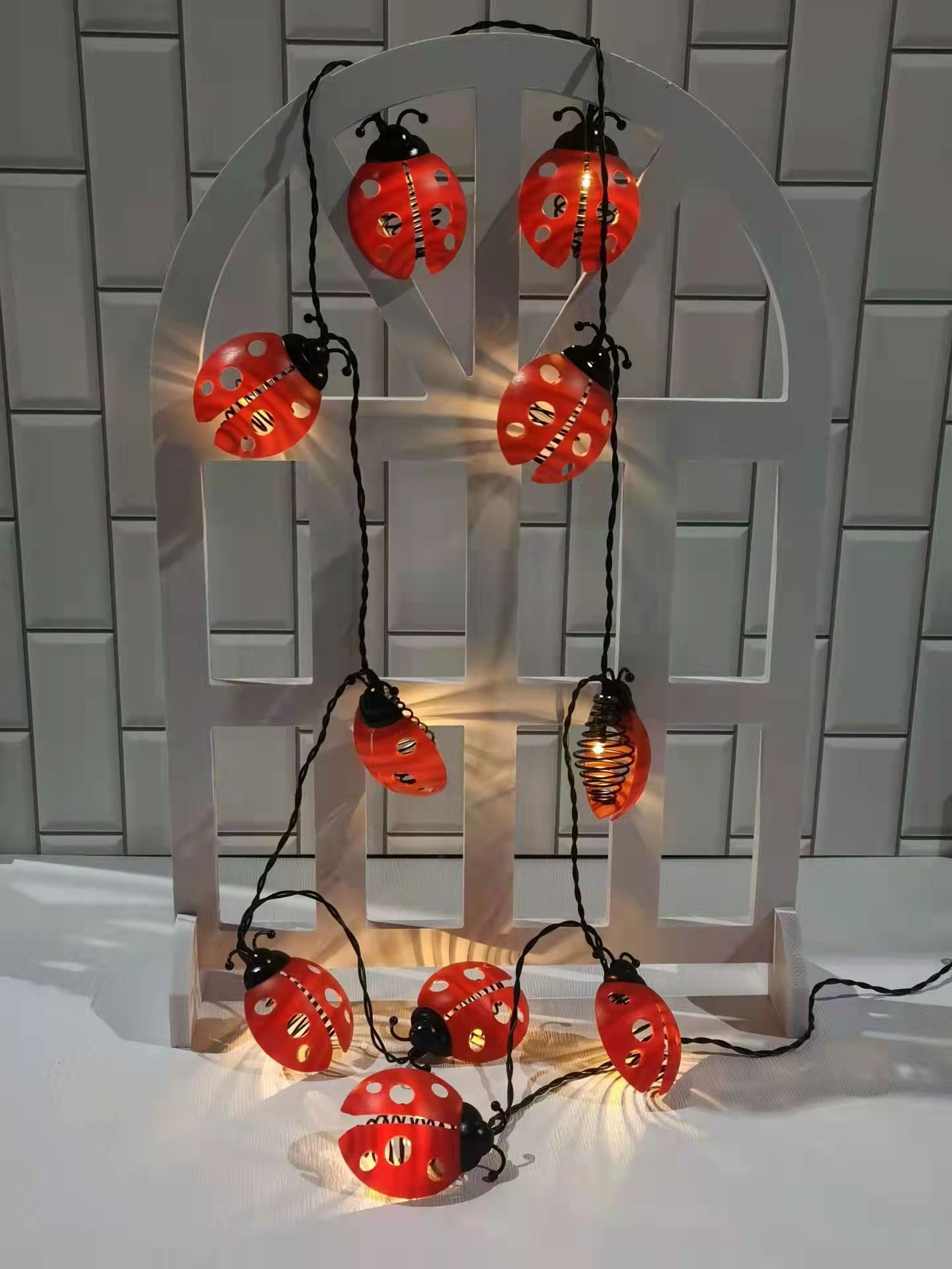 waterproof solar holiday festival garden new insect ladybug style string light decoration