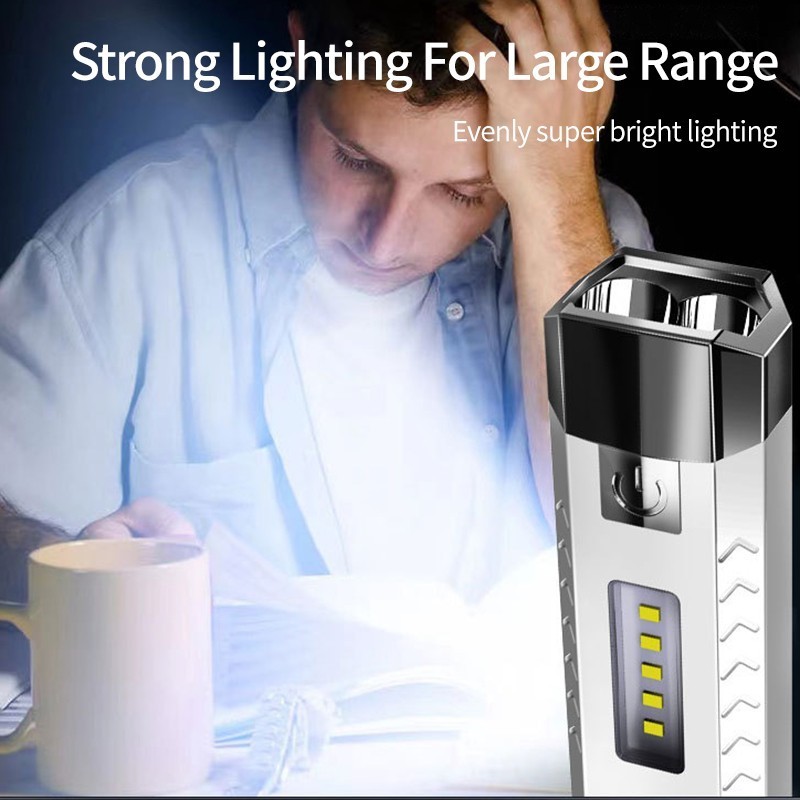 Waterproof Outdoor Mini USB Rechargeable LED COB Flashlight Light Camping Working Emergency Flashlight With Power Bank