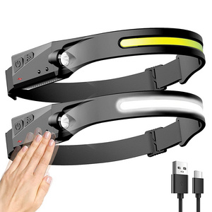 Head Light Silicone 230 Wide Beam LED Motion Sensor Cob Headlamp Flashlight USB Rechargeable Waterproof Camping headlamp