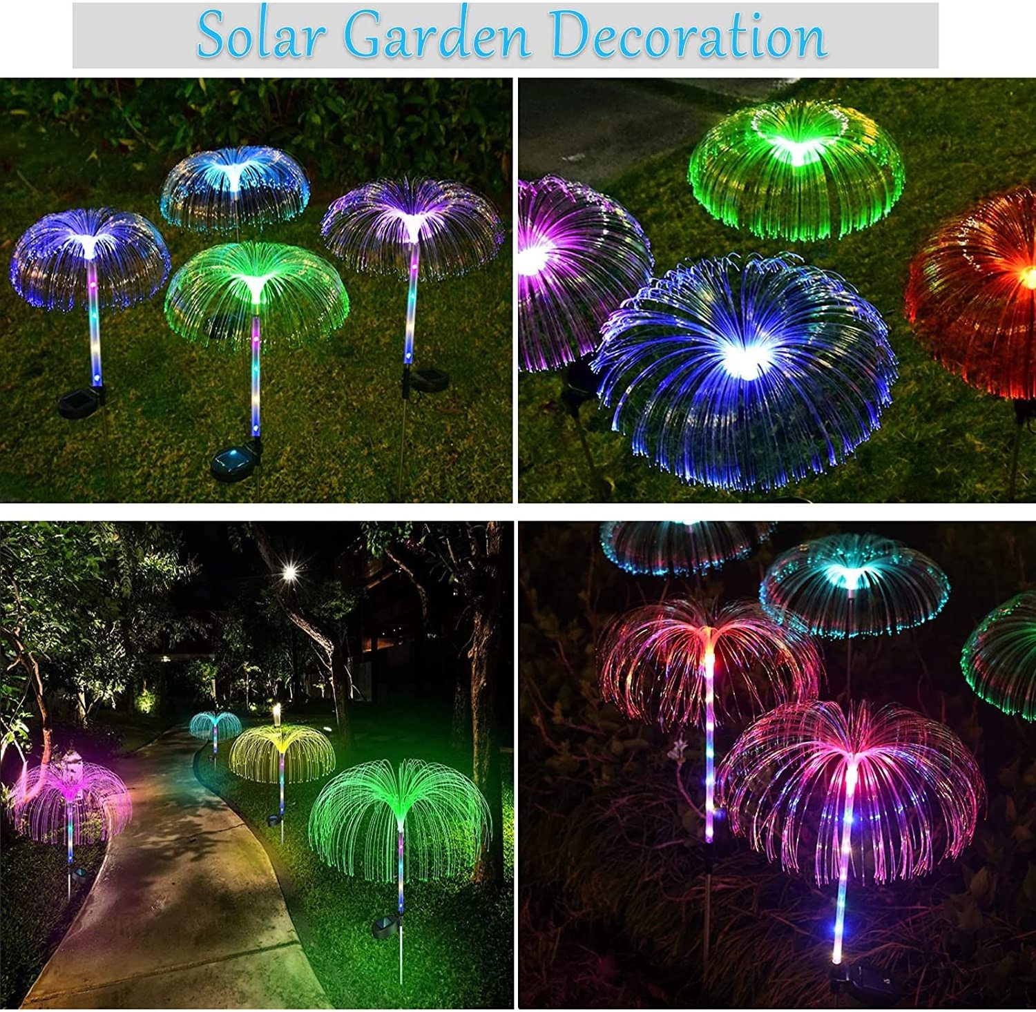 IP65 Waterproof Jellyfish Fiber Optical Lighting Solar Jellyfish Lamp LED Outdoor Garden Lawn Decor Lights Fibreglass Lamp