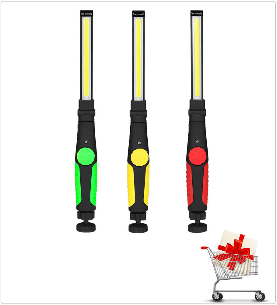 Portable Handheld Rechargeable COB LED Work Light with Magnetic Base and Hanging Hook