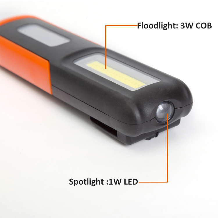 Portable Handheld Rechargeable COB LED Work Light with Magnetic Base and Hanging Hook