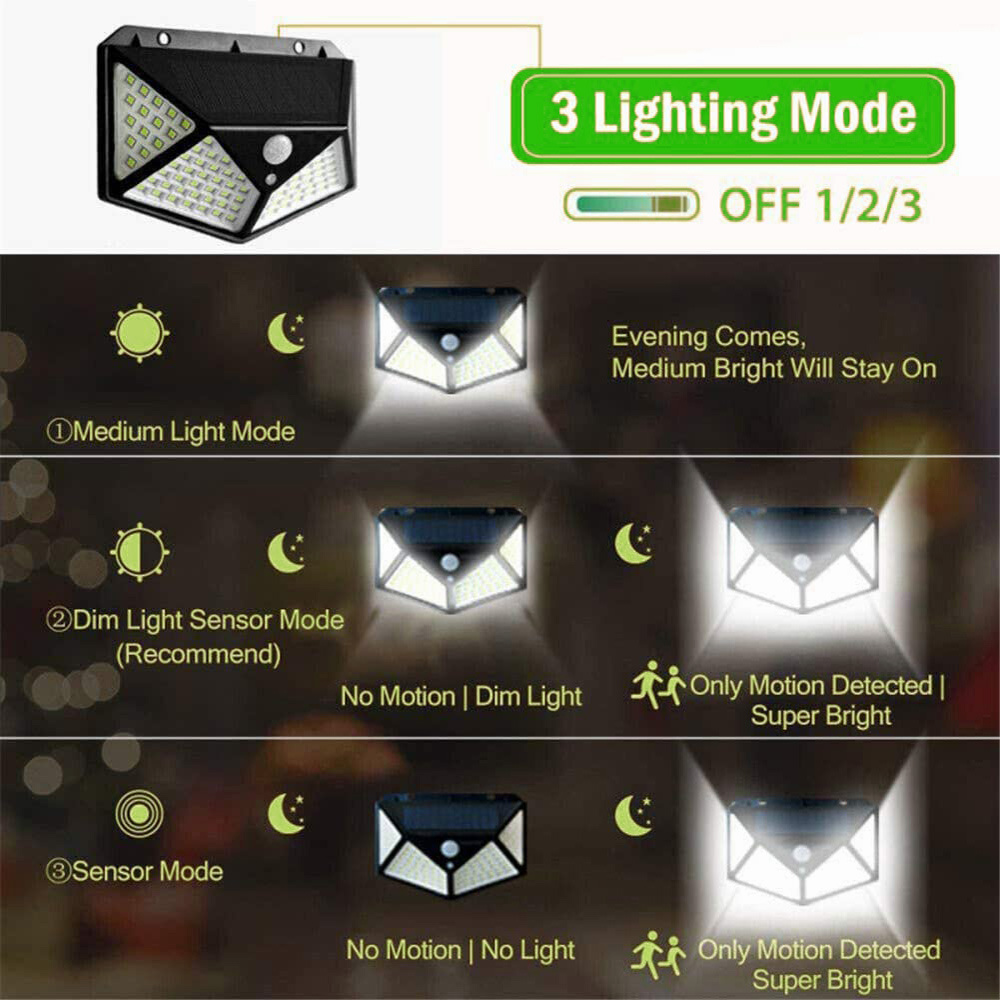 IP65 Waterproof home led solar light PIR motion sensor Outdoor lamp solar security wall light 100 led Solar Lights