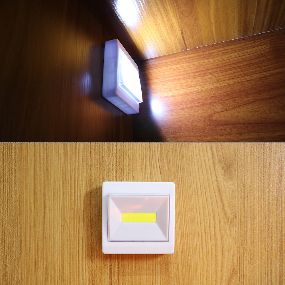 Mini Bright Led Night Wall Light Cob Battery Operated Cordless Switch Tap Light For Indoor Closet Emergency Light