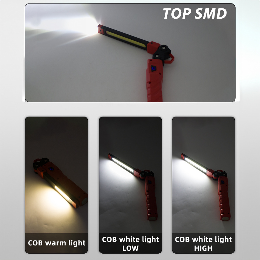 5W Head SMD COB 450lm Dual Source LED Work Light Inspection Lamp Rechargeable Inspection Portable Working Lights Magnetic