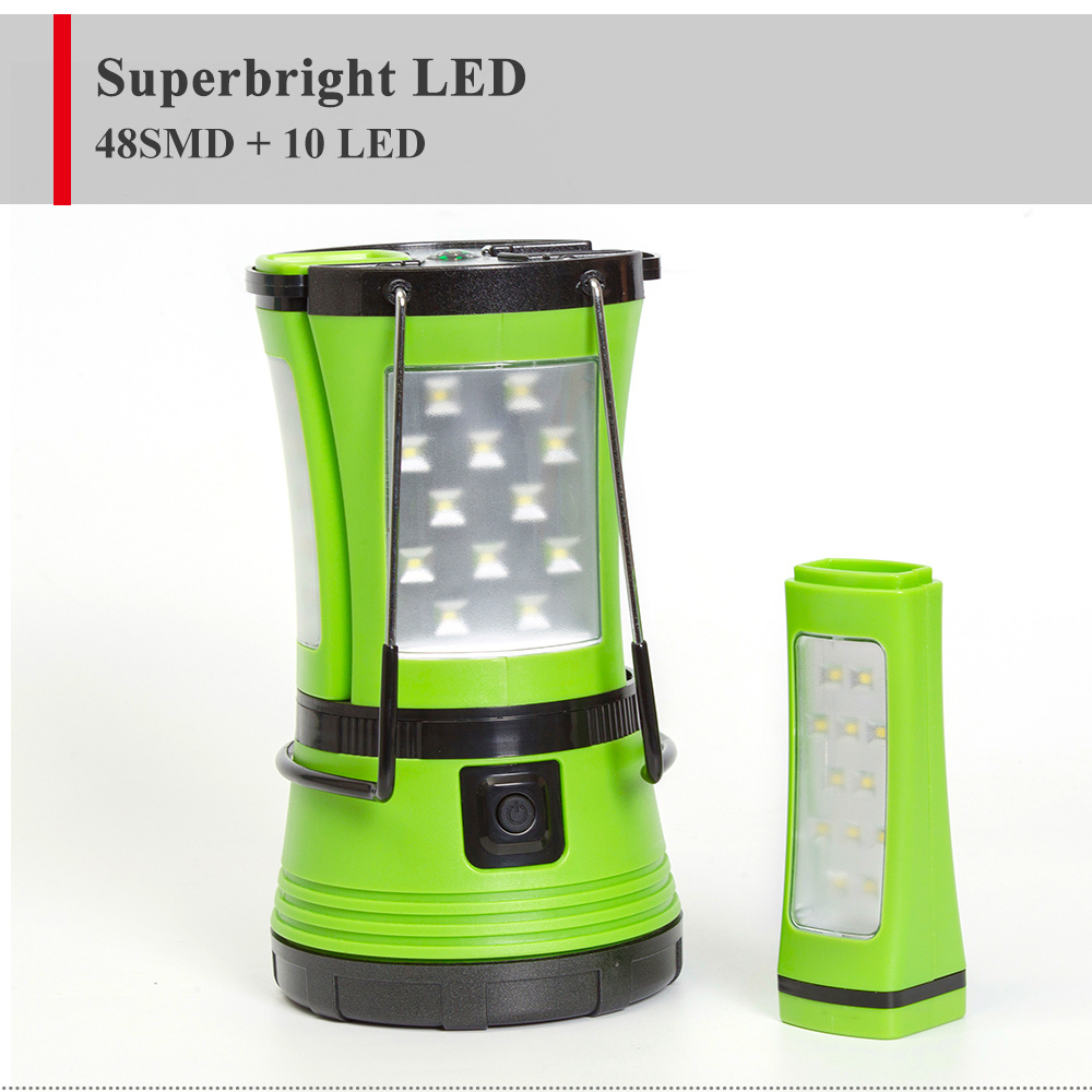 600 lumens camping lamp 18650 battery Rechargeable Camping Lantern with Detachable Portable Flashlight