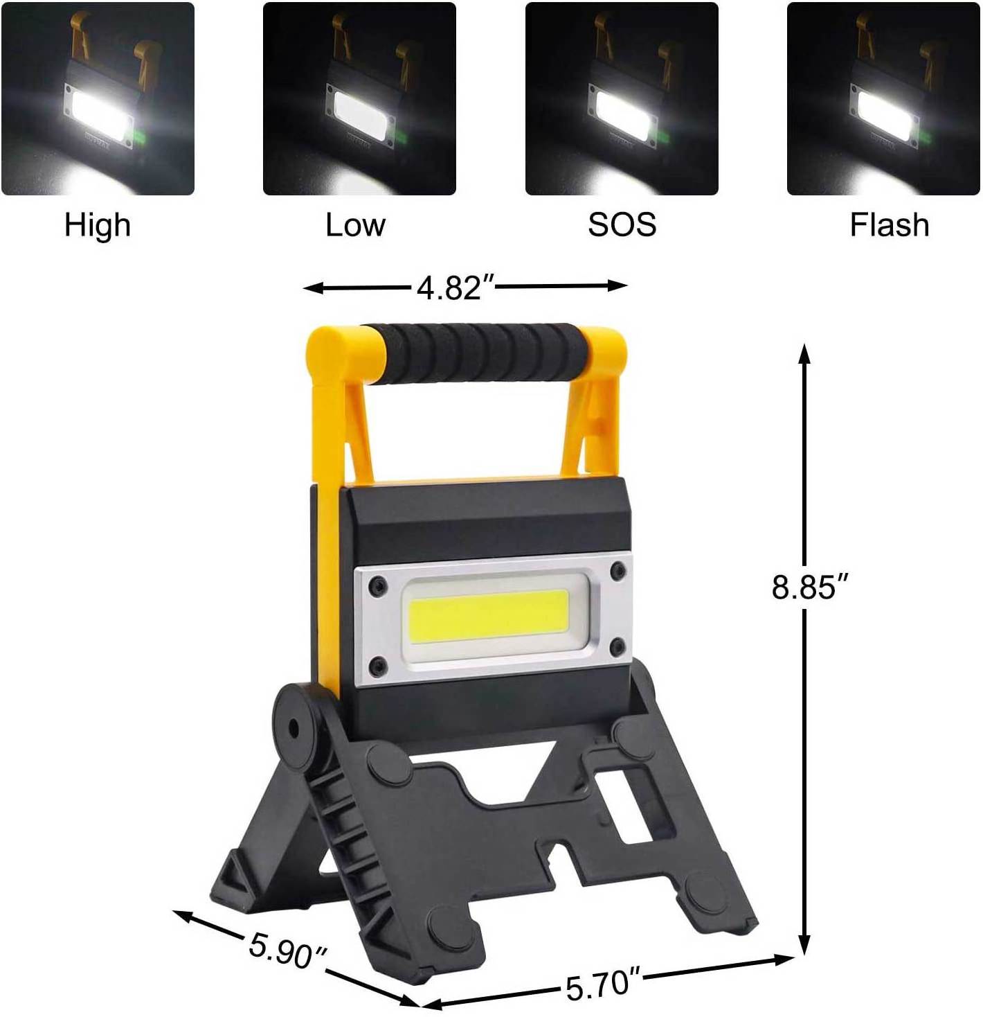 Magnetic Base Super Bright 10W 1200LM Portable LED Rechargeable Working Lamp and Hook COB Floodlight