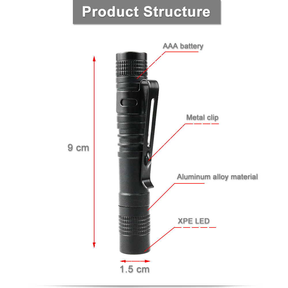 Super Small Mini LED Flashlight Set Battery Powered Handheld Pen Light Tactical Pocket Torch