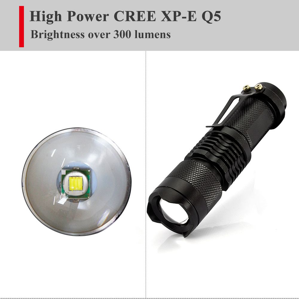 The best aluminum alloy full size aa zoomable mini LED edc flashlight in the world for emergency