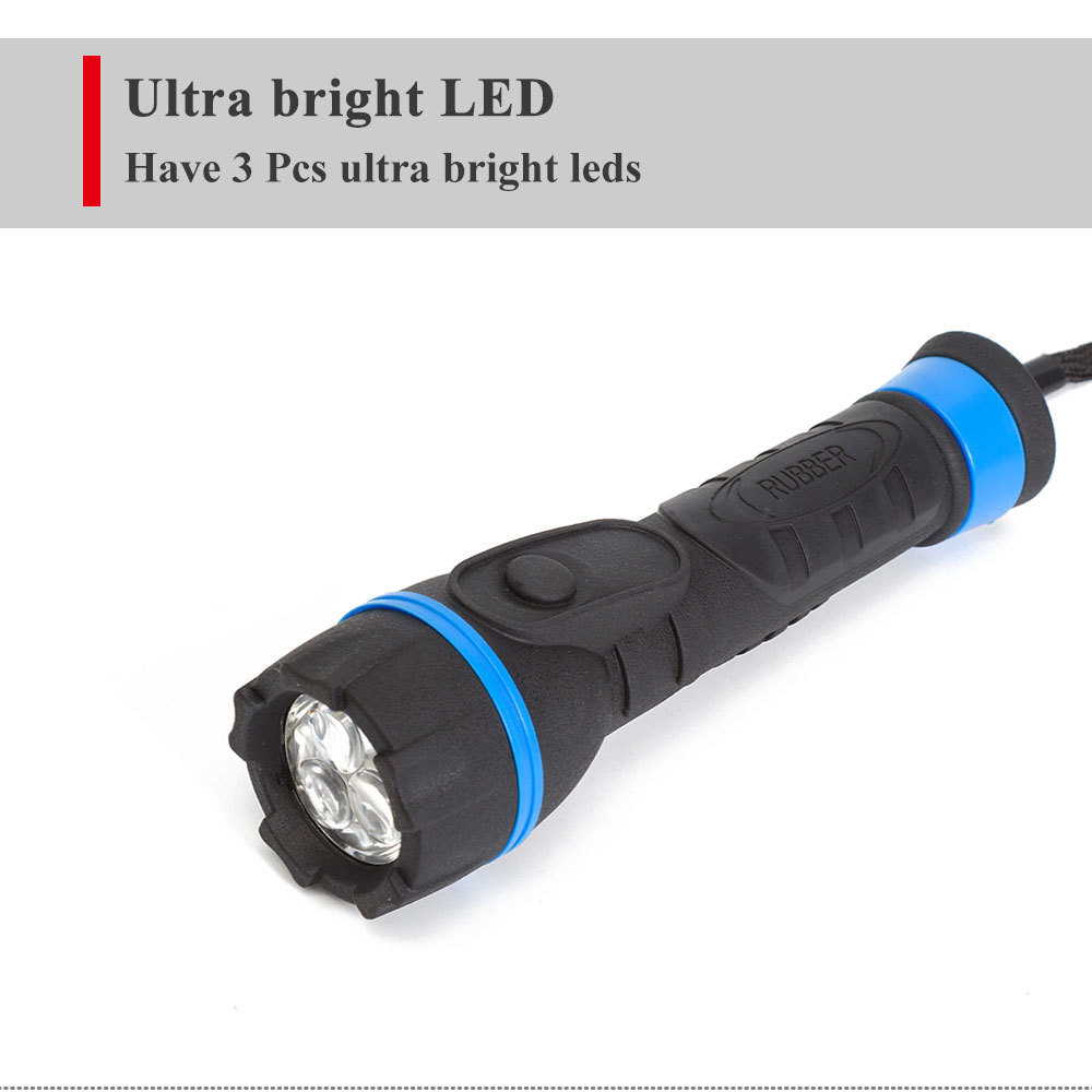 Wholesale AA battery powered rubber ultra bright torch LED plastic flashlight