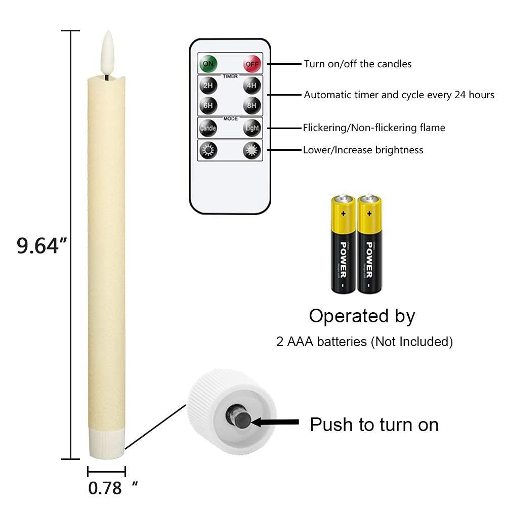 3D Led Warm Wick Light Candles Battery Flameless Taper Candles Bulk Flickering Christmas Wedding Decor Light With Remote